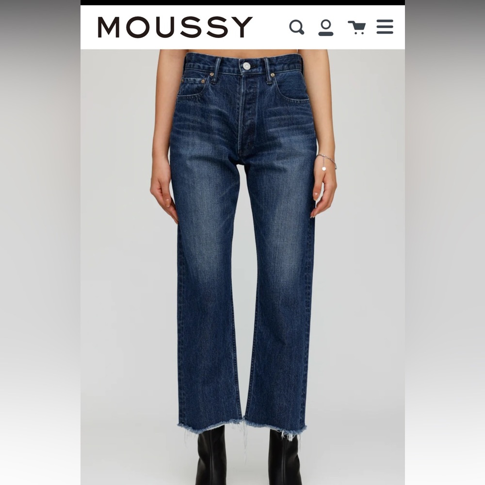 Moussy Vintage Capac Wide-Leg Straight Cropped Jeans